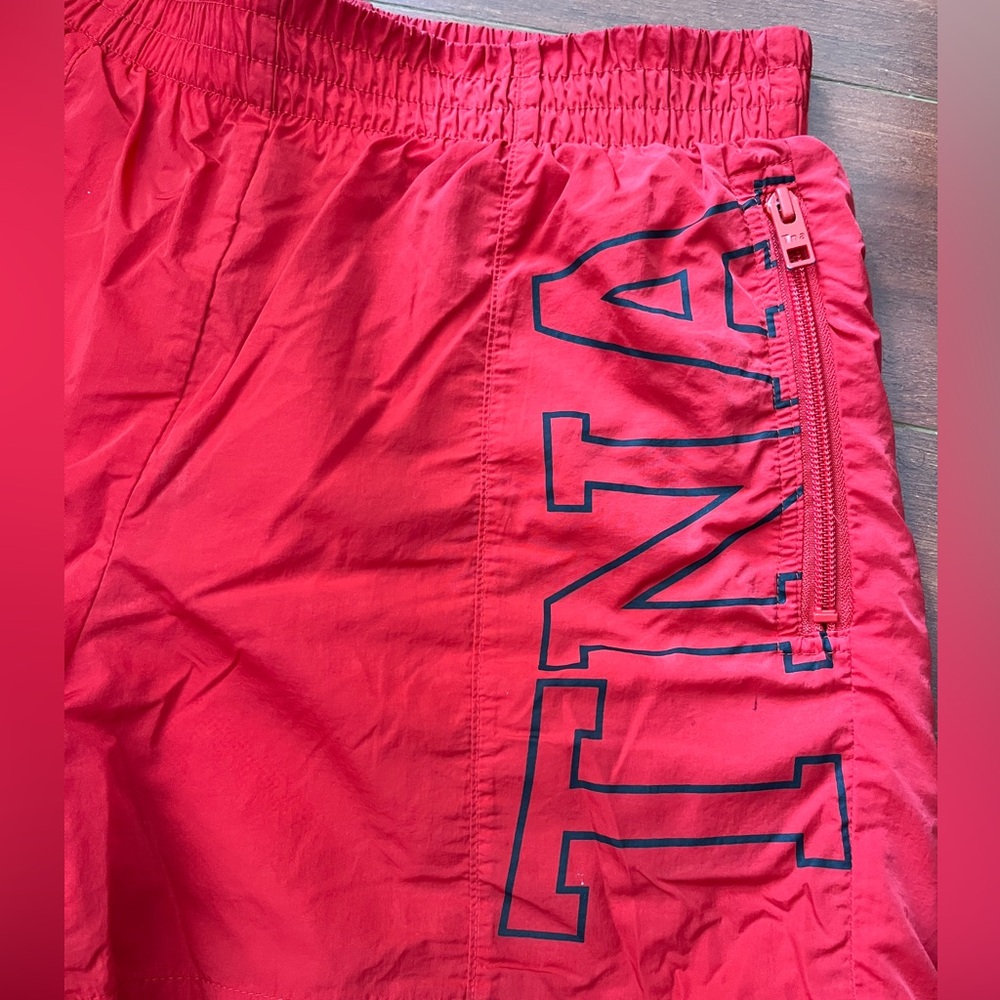 TNA Red Nylon Swim Shorts with Side Zip Pockets - Picture 2 of 5